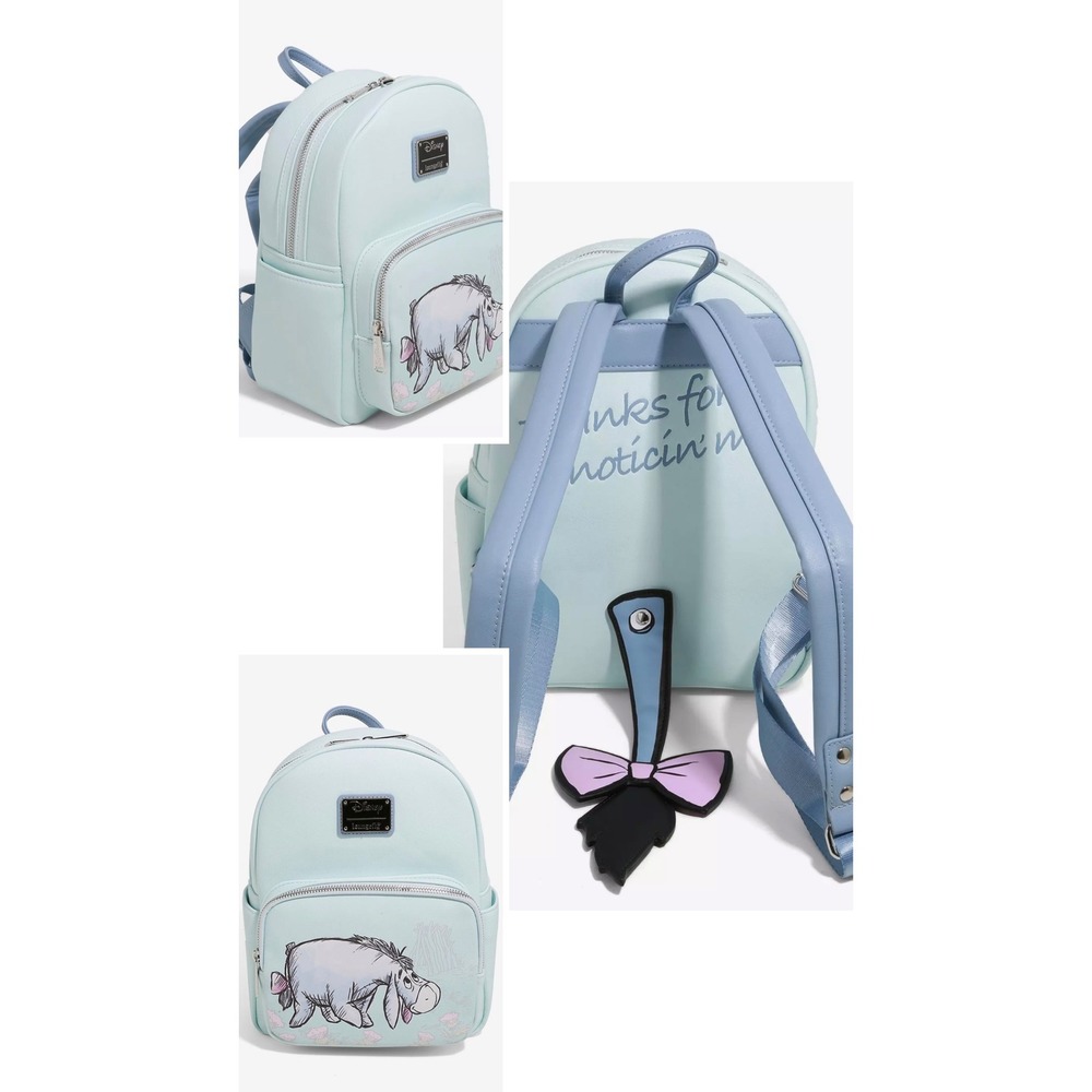 Loungefly Disney Winnie the Pooh Eeyore Mini Backpack Blue Detachable Tail NWT